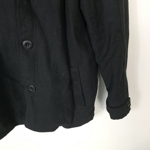 Buckle BKE Mens L Wool Blend Black Peacoat Jacket - Picture 8 of 8